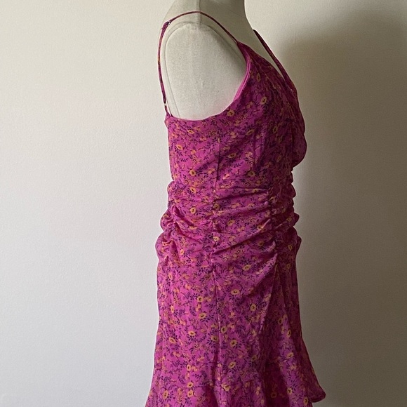Nordstrom All in Favor Pink Ruched Floral Dress L - Picture 4 of 4